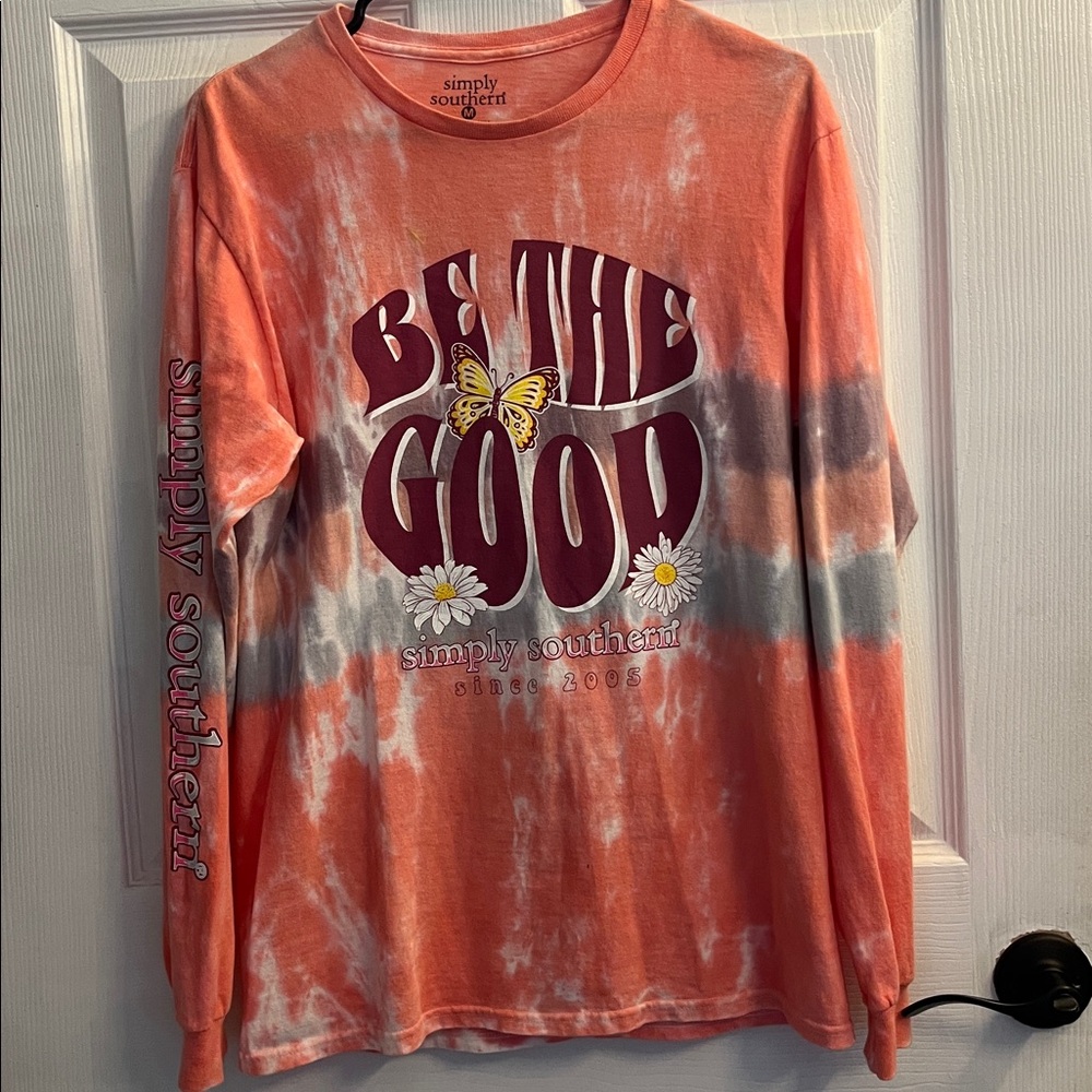 SIMPLY SOUTHERN tie dyed BRAVE woman long sleeve t shirt size M